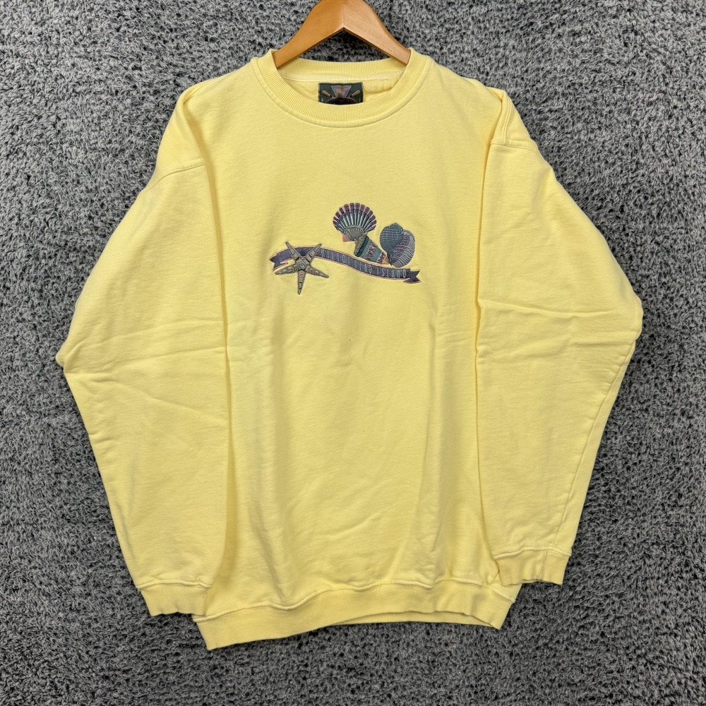 Vintage Hilton Head Island Sweatshirt Adult XL Yellow Beach Seashells USA 90s